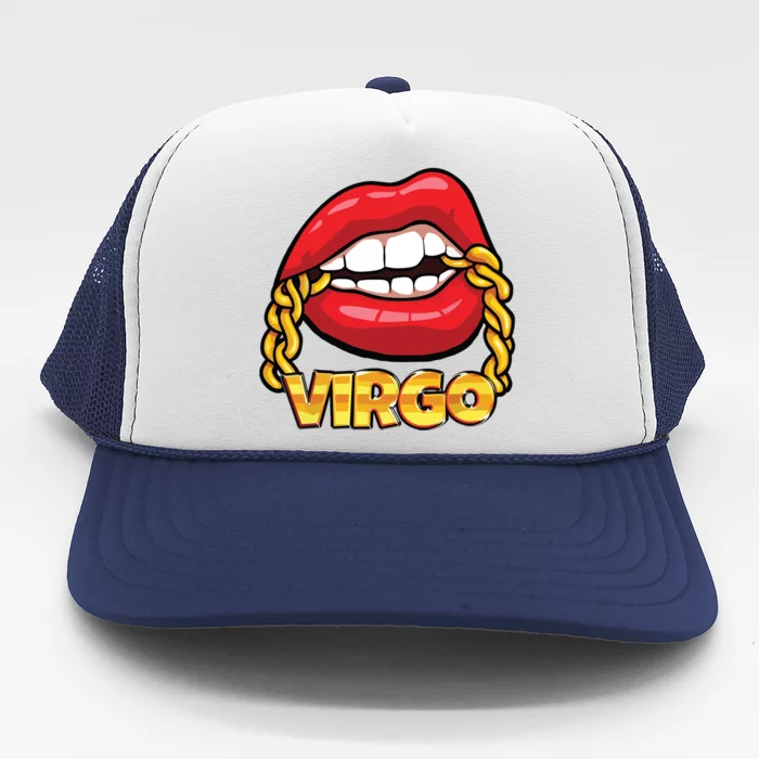 Juicy Lips Gold Chain Virgo Zodiac Sign Trucker Hat