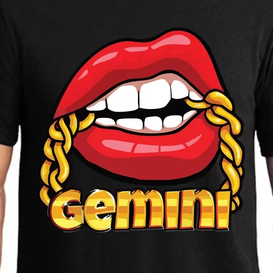 Juicy Lips Gold Chain Gemini Zodiac Sign Pajama Set