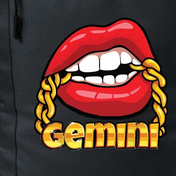 Juicy Lips Gold Chain Gemini Zodiac Sign Daily Commute Backpack