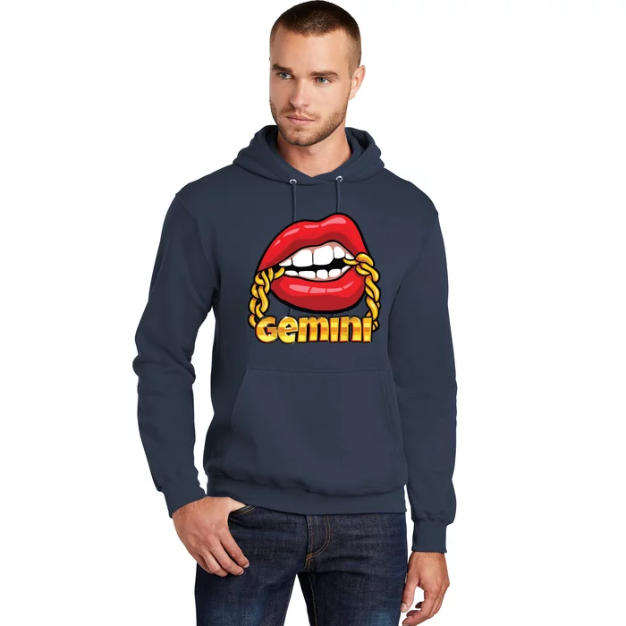 Juicy Lips Gold Chain Gemini Zodiac Sign Hoodie