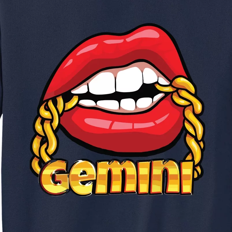 Juicy Lips Gold Chain Gemini Zodiac Sign Tall Sweatshirt