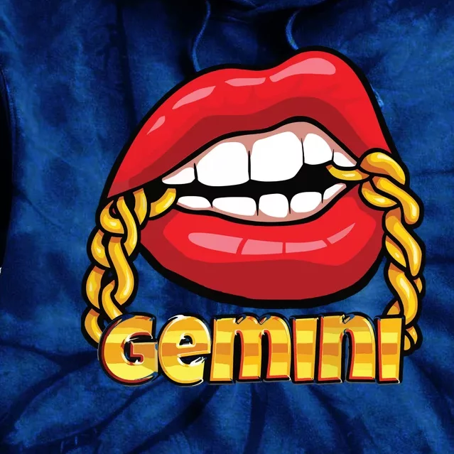 Juicy Lips Gold Chain Gemini Zodiac Sign Tie Dye Hoodie