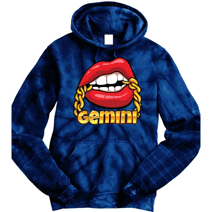 Juicy Lips Gold Chain Gemini Zodiac Sign Tie Dye Hoodie