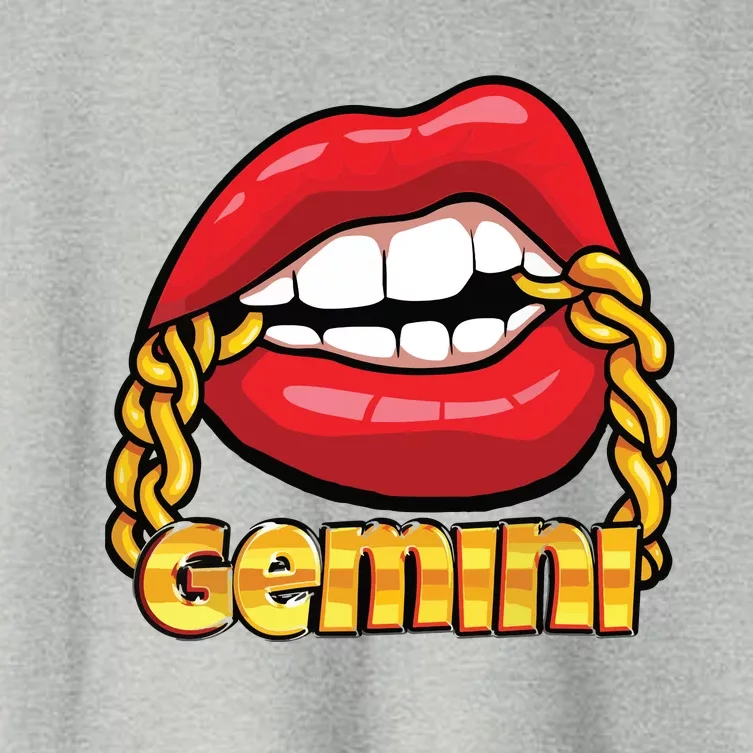 Juicy Lips Gold Chain Gemini Zodiac Sign Women's Crop Top Tee