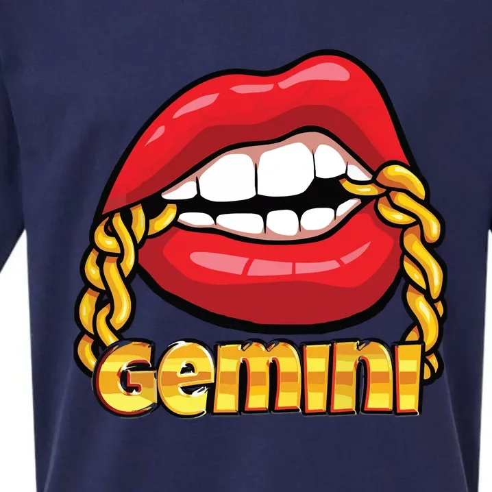 Juicy Lips Gold Chain Gemini Zodiac Sign Sueded Cloud Jersey T-Shirt