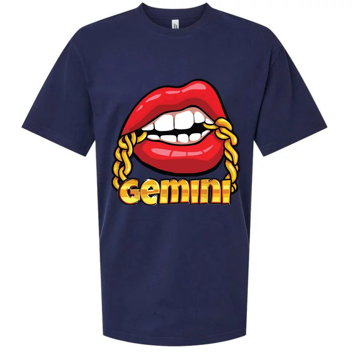 Juicy Lips Gold Chain Gemini Zodiac Sign Sueded Cloud Jersey T-Shirt