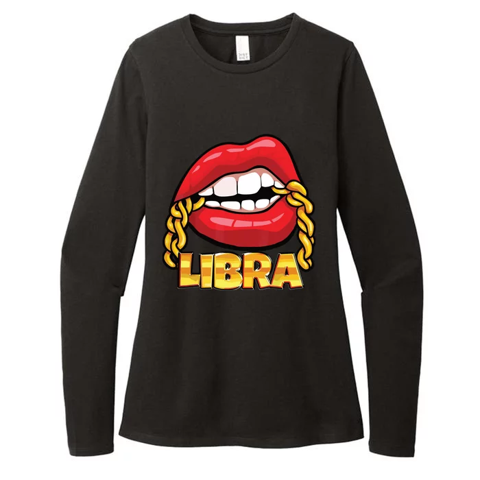 Juicy Lips Gold Chain Libra Zodiac Sign Womens CVC Long Sleeve Shirt