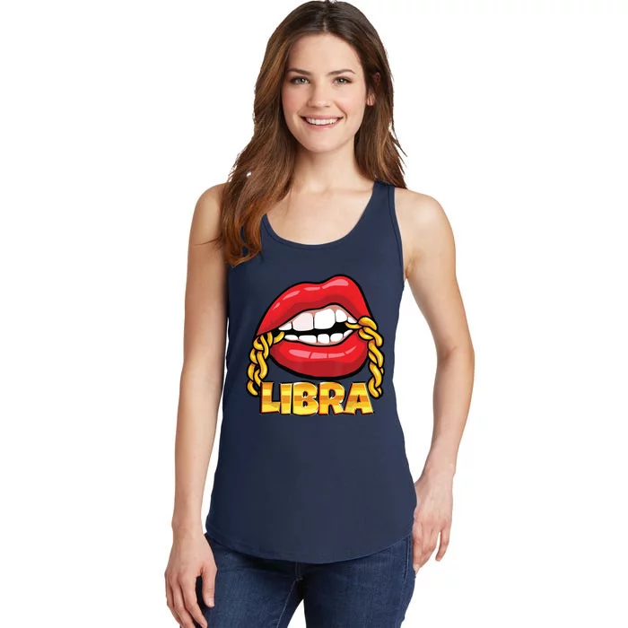 Juicy Lips Gold Chain Libra Zodiac Sign Ladies Essential Tank