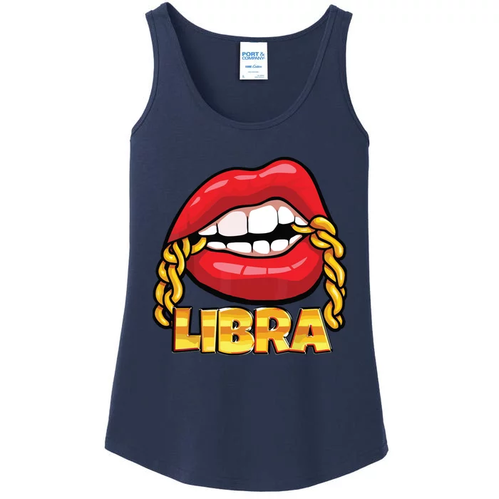 Juicy Lips Gold Chain Libra Zodiac Sign Ladies Essential Tank