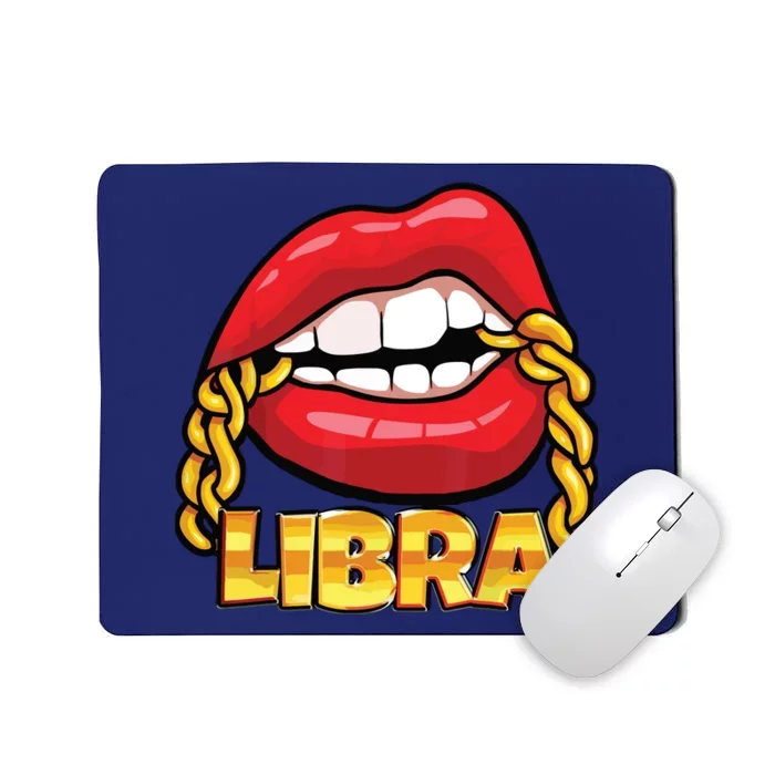 Juicy Lips Gold Chain Libra Zodiac Sign Mousepad