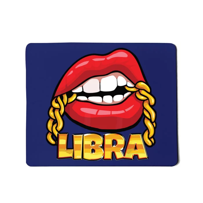 Juicy Lips Gold Chain Libra Zodiac Sign Mousepad