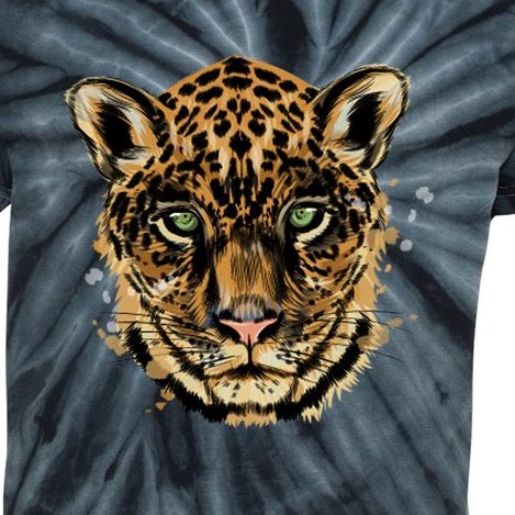 Jaguar, Leopard Head Portrait Kids Tie-Dye T-Shirt