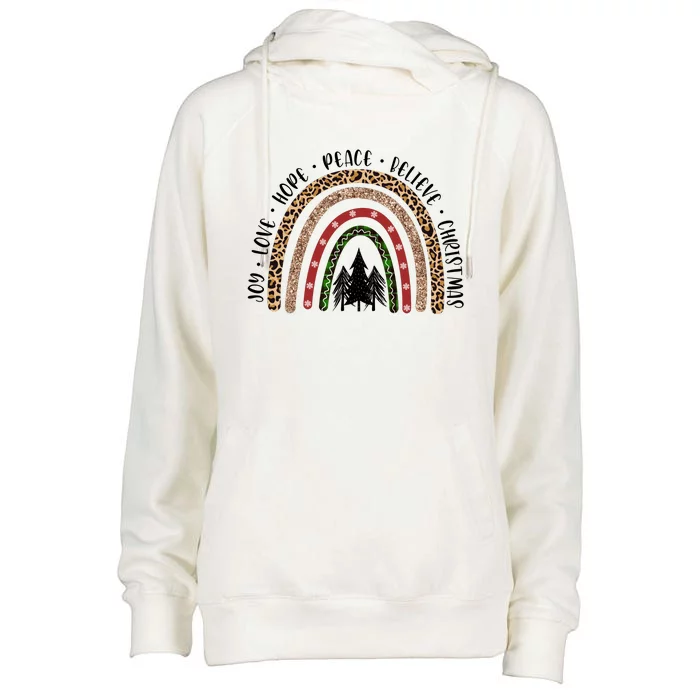 Joy Love Hope Peace Believe Christmas Womens Funnel Neck Pullover Hood