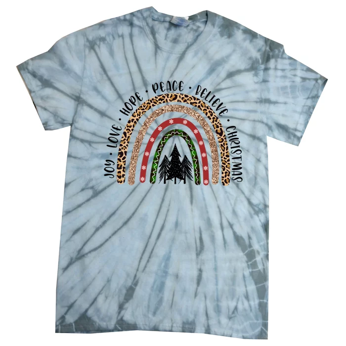 Joy Love Hope Peace Believe Christmas Tie-Dye T-Shirt