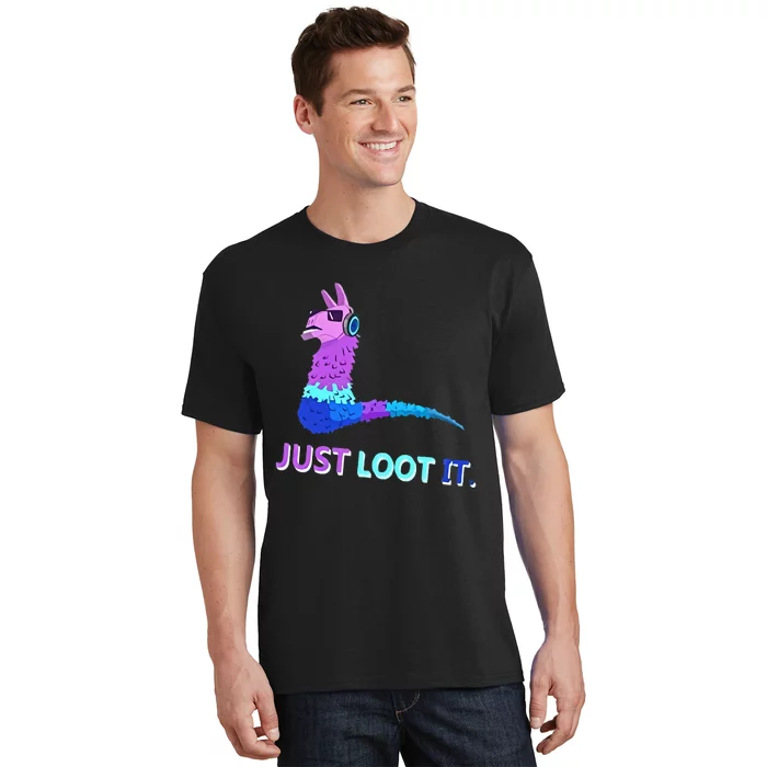 Just Loot It Llama Outfit For Teen Gamers T-Shirt