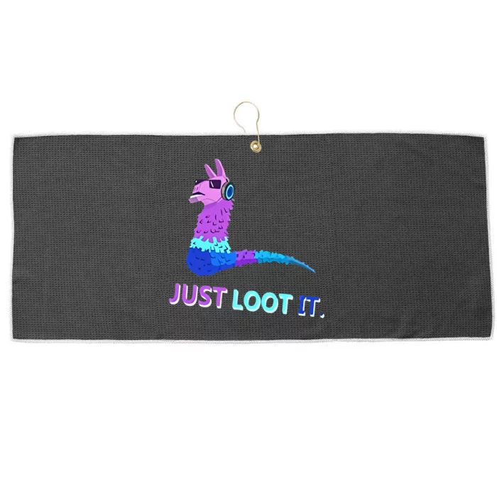 Just Loot It Llama Outfit For Teen Gamers Large Microfiber Waffle Golf Towel