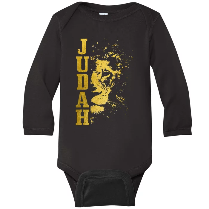 Judah Lion Israelite Vintage Men Women Reggae Israel Hebrew Baby Long Sleeve Bodysuit