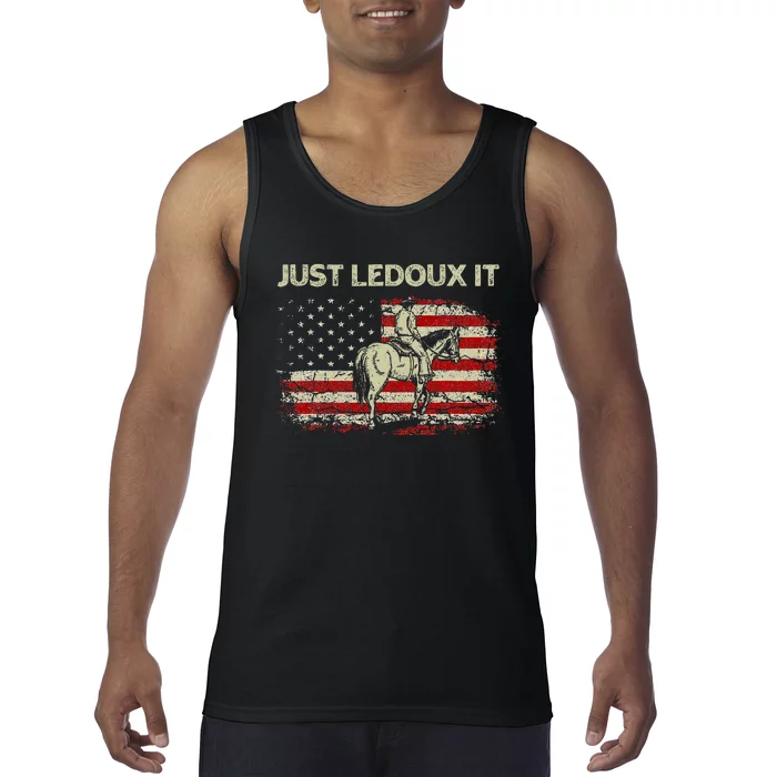 Just Ledoux It Cowboy Whiskey Wine Lover Vintage Usa Flag Tank Top