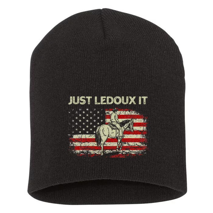 Just Ledoux It Cowboy Whiskey Wine Lover Vintage Usa Flag Short Acrylic Beanie