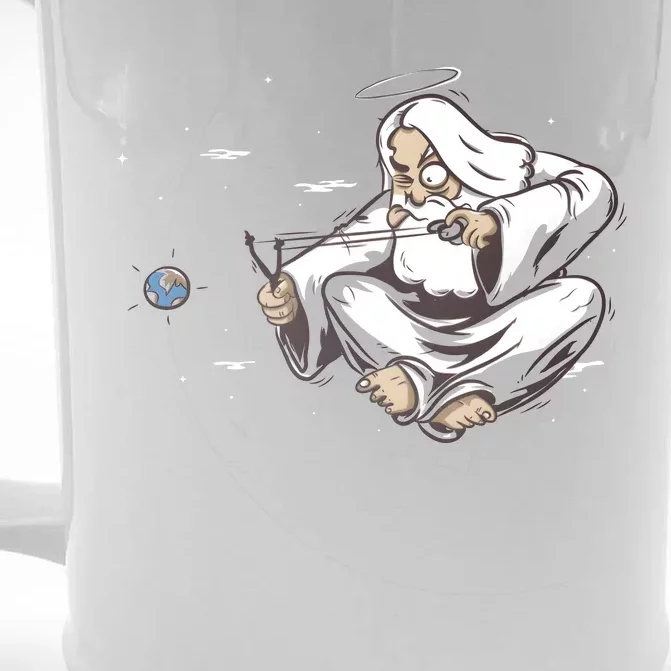 Jesus Last Judgment Funny Earth Front & Back Beer Stein