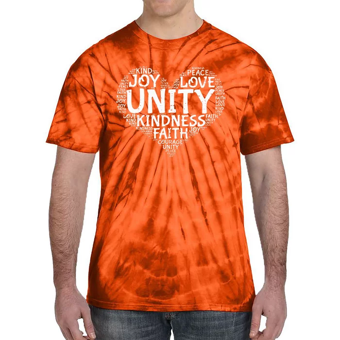 Joy Love Kindness Faith Unity Day Orange Anti Bullying Tie-Dye T-Shirt