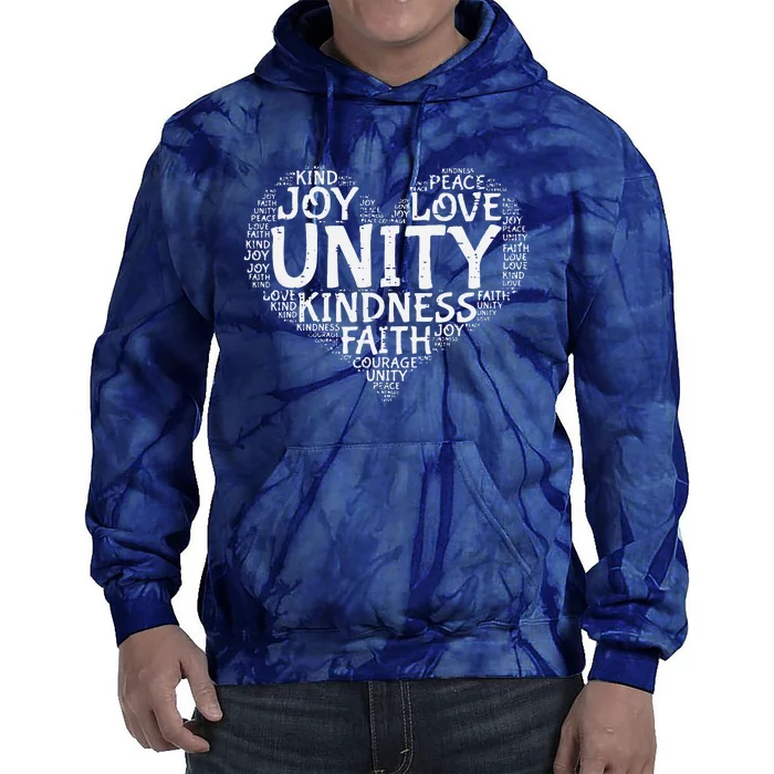 Joy Love Kindness Faith Unity Day Orange Anti Bullying Tie Dye Hoodie