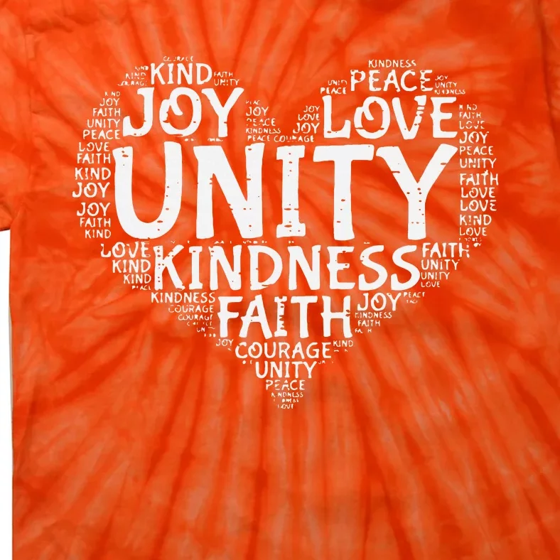 Joy Love Kindness Faith Unity Day Orange Anti Bullying Tie-Dye T-Shirt