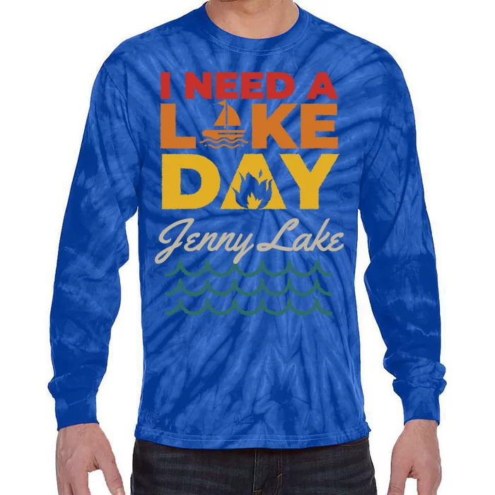 Jenny Lake Lake Life I Need A Lake Day Camping Vintage Camp Gift Tie-Dye Long Sleeve Shirt