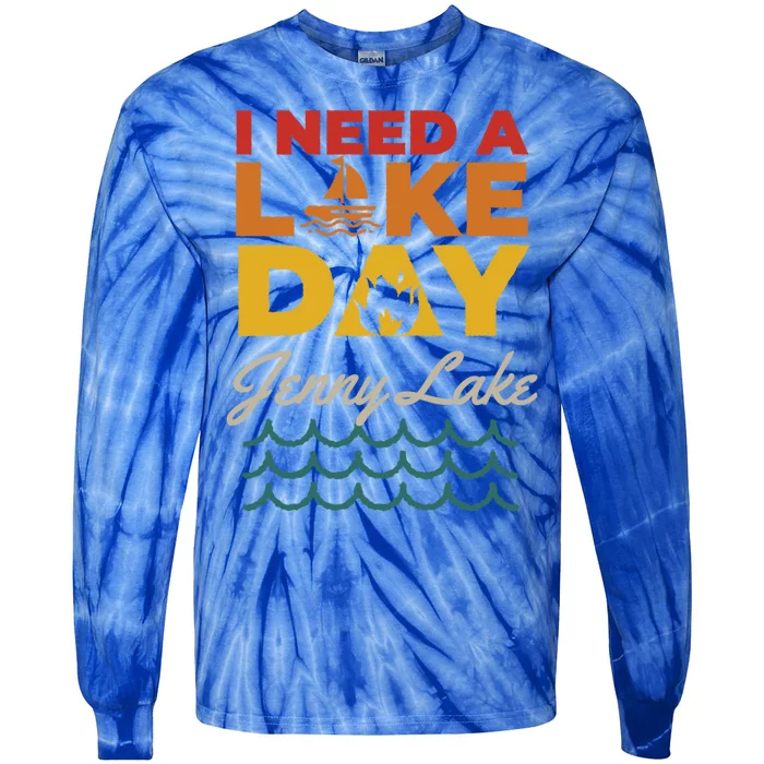 Jenny Lake Lake Life I Need A Lake Day Camping Vintage Camp Gift Tie-Dye Long Sleeve Shirt