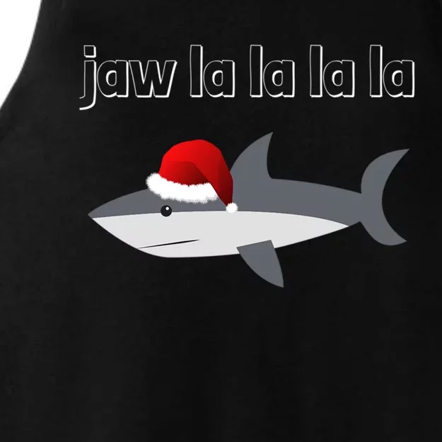 Jaw La La La La Christmas Shark Wearing Santa Hat Image Cool Gift Ladies Tri-Blend Wicking Tank