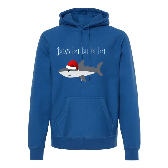 Jaw La La La La Christmas Shark Wearing Santa Hat Image Gift Premium Hoodie