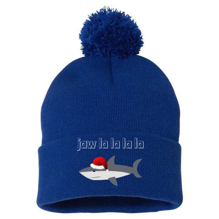 Jaw La La La La Christmas Shark Wearing Santa Hat Image Gift Pom Pom 12in Knit Beanie