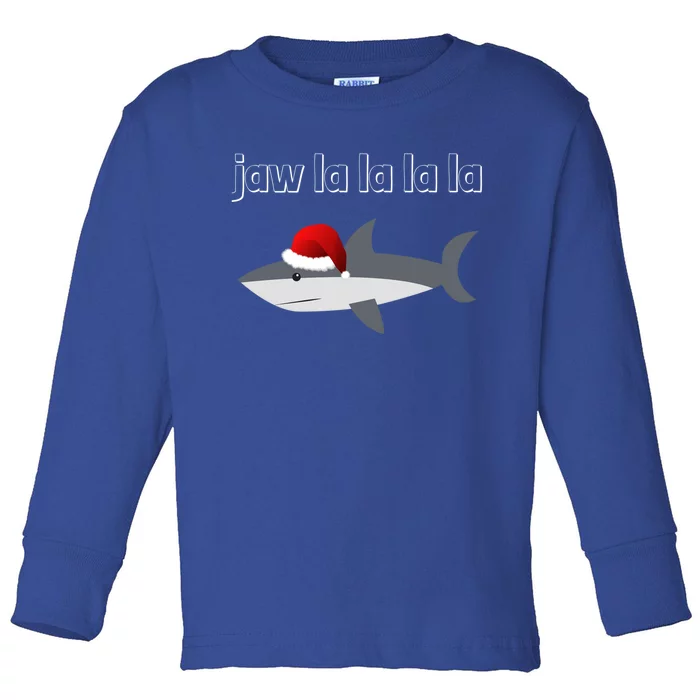 Jaw La La La La Christmas Shark Wearing Santa Hat Image Gift Toddler Long Sleeve Shirt