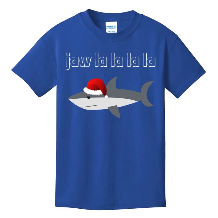 Jaw La La La La Christmas Shark Wearing Santa Hat Image Gift Kids T-Shirt