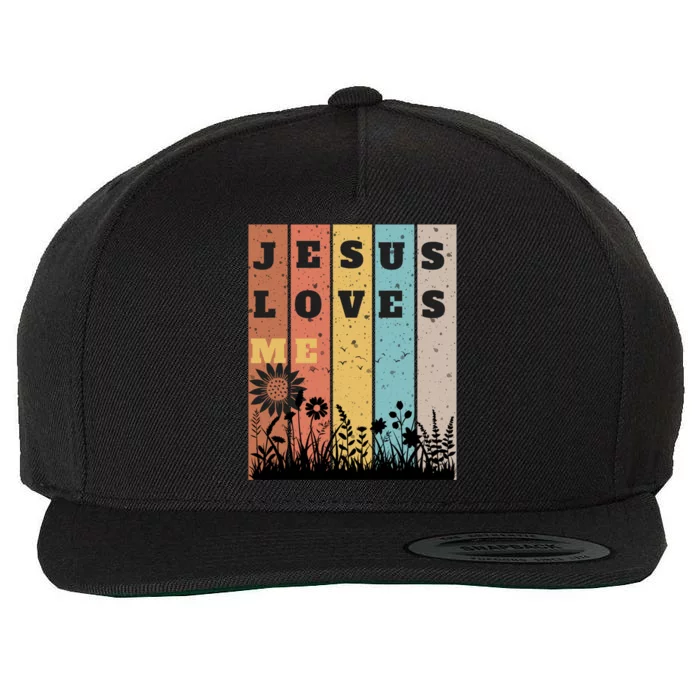 Jesus Loves Me Sunset And Sunflower And Gift Wool Snapback Cap