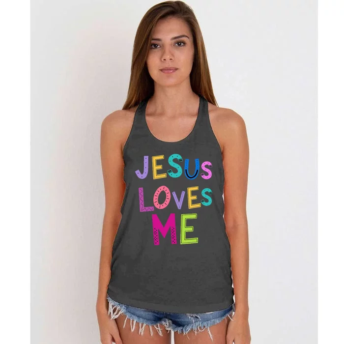 Jesus Loves Me Religious Christian Catholic Church Prayer Women's Knotted Racerback Tank