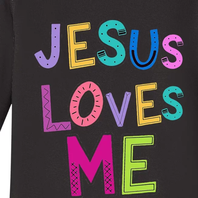 Jesus Loves Me Religious Christian Catholic Church Prayer Baby Long Sleeve Bodysuit