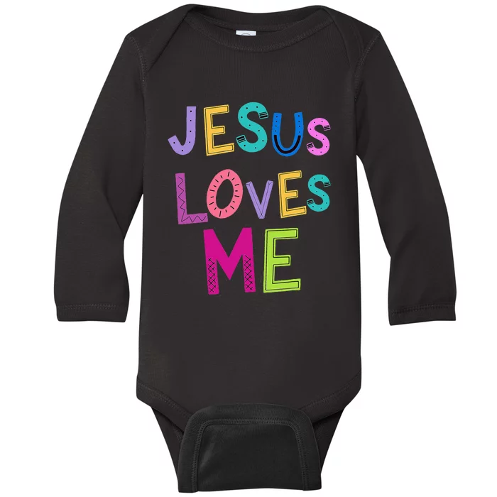 Jesus Loves Me Religious Christian Catholic Church Prayer Baby Long Sleeve Bodysuit