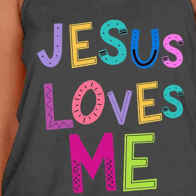 Jesus Loves Me Religious Christian Catholic Church Prayer Women's Knotted Racerback Tank