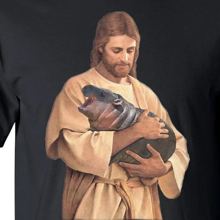 Jesus Loves Moo Deng Bouncy Pig Cute Baby Hippo Meme Tall T-Shirt