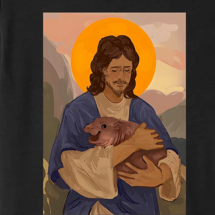 Jesus Loves Moo Deng Bouncy Pig Cute Baby Hippo Meme ChromaSoft Performance T-Shirt