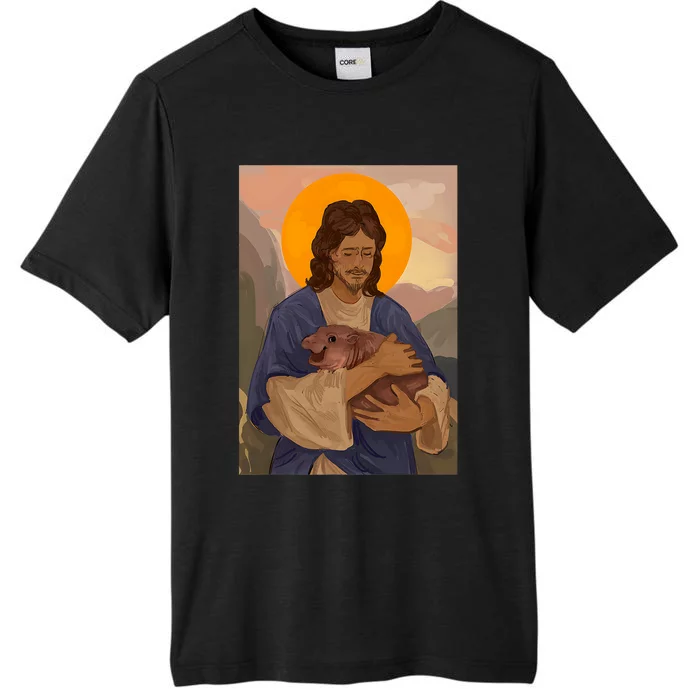 Jesus Loves Moo Deng Bouncy Pig Cute Baby Hippo Meme ChromaSoft Performance T-Shirt