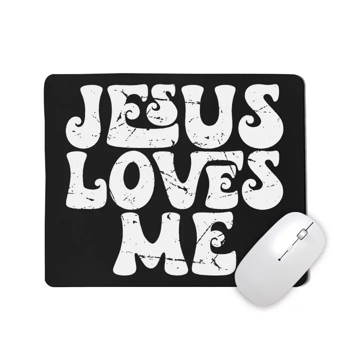 Jesus Loves Me Retro Vintage Groovy Style Mousepad