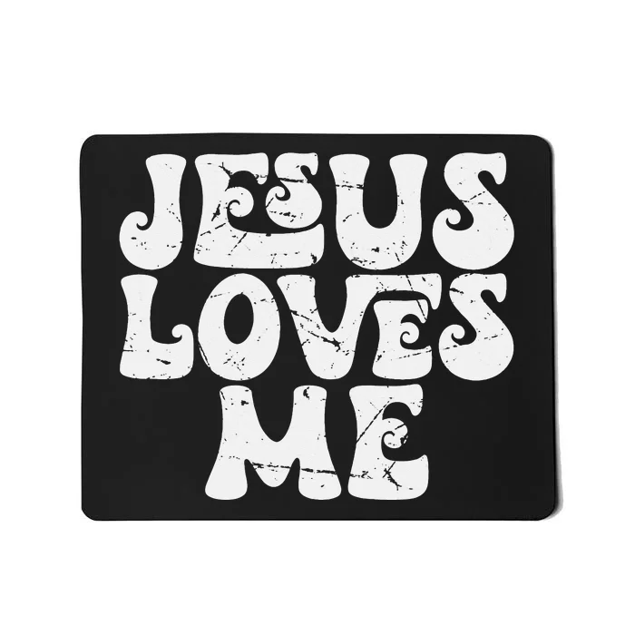 Jesus Loves Me Retro Vintage Groovy Style Mousepad