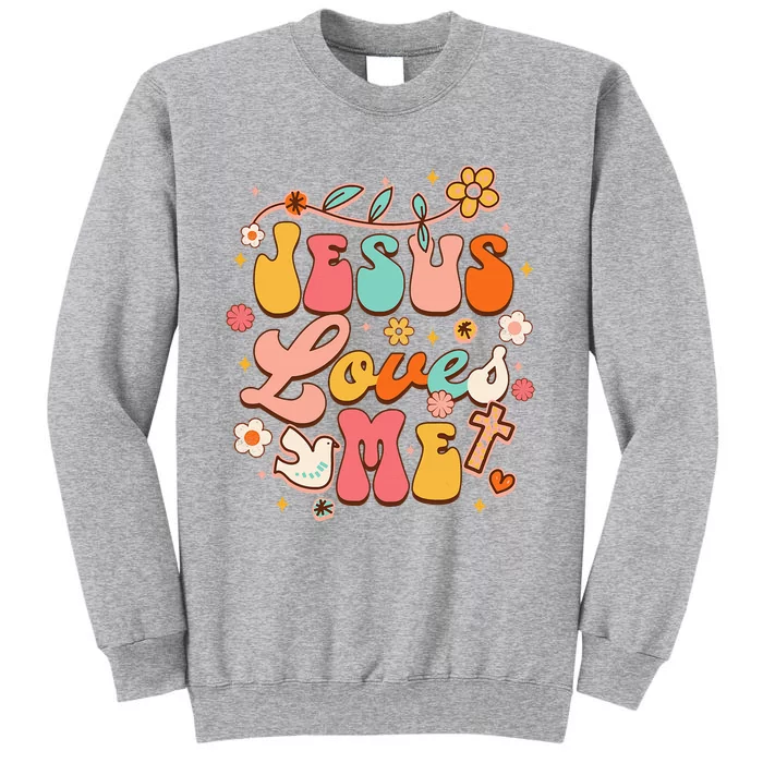 Jesus Loves Me Groovy Christian God Lover Religious Baby Tall Sweatshirt