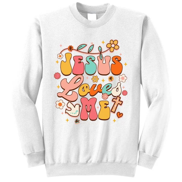 Jesus Loves Me Groovy Christian God Lover Religious Baby Sweatshirt