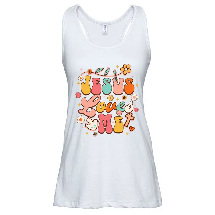 Jesus Loves Me Groovy Christian God Lover Religious Baby Ladies Essential Flowy Tank