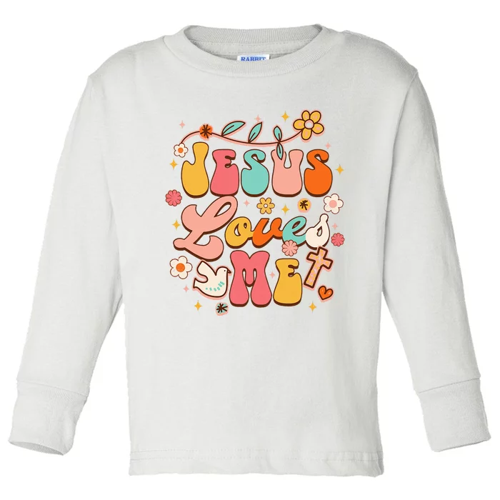 Jesus Loves Me Groovy Christian God Lover Religious Baby Toddler Long Sleeve Shirt