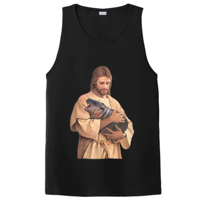 Jesus Loves Moo Deng Bouncy Pig Performance Tank