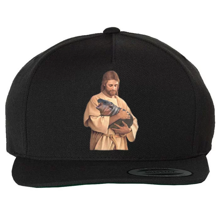 Jesus Loves Moo Deng Bouncy Pig Wool Snapback Cap